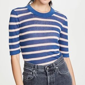 $250 VERONICA BEARD Dean Striped Sweater Knit Top